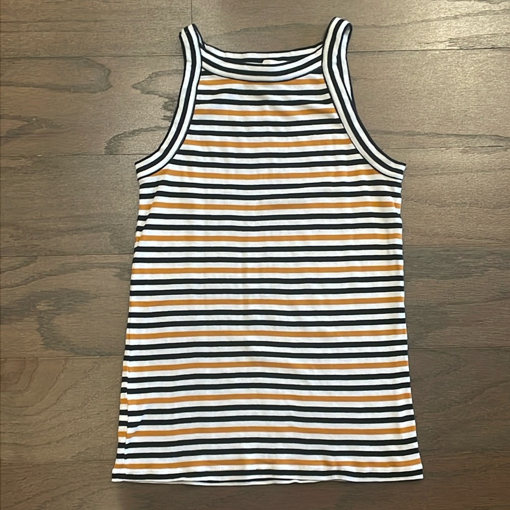 LOFT Black and Brown Striped Tank - Size XS